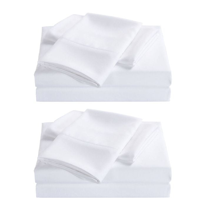 Royal Comfort 2000 Thread Count Bamboo Blend Sheet Set 2 Pack White Queen