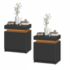 Advwin Bedside Table 2 Drawers with Lift Up Storage Nightstand LED RGB Light Side Table Black
