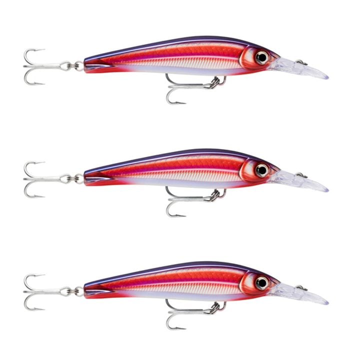3x Rapala 16cm X Rap Magnum Xtreme Shallow Dive Troll Fish Lures - HD Real Red
