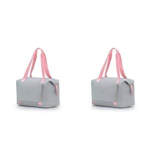 2PK Tosca Foldable & Expandable Holiday/Travel Tote Bag Grey/Pink