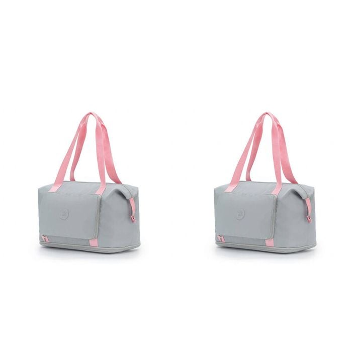2PK Tosca Foldable & Expandable Holiday/Travel Tote Bag Grey/Pink