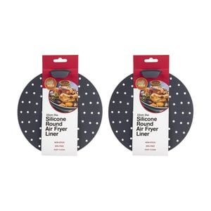2pk Daily Bake Non-stick Round Silicone Air Fryer Liner 22cm Diameter Charcoal