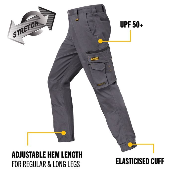 DeWALT Size 34 Grey Goldfield PROStretch Trousers Bunnings Australia