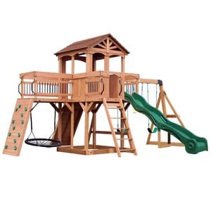 Backyard Discovery Sterling Point Cedar Wood Play Centre Swing Set with Slide and Fort