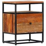 vidaXL Solid Reclaimed Wood and Steel Bedside Cabinet 40cm Bed Drawer Table