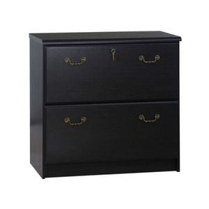 Maestro Furniture Norwich Modern Wooden 2-Drawer Lateral Filing Cabinet Storage - Black Oak