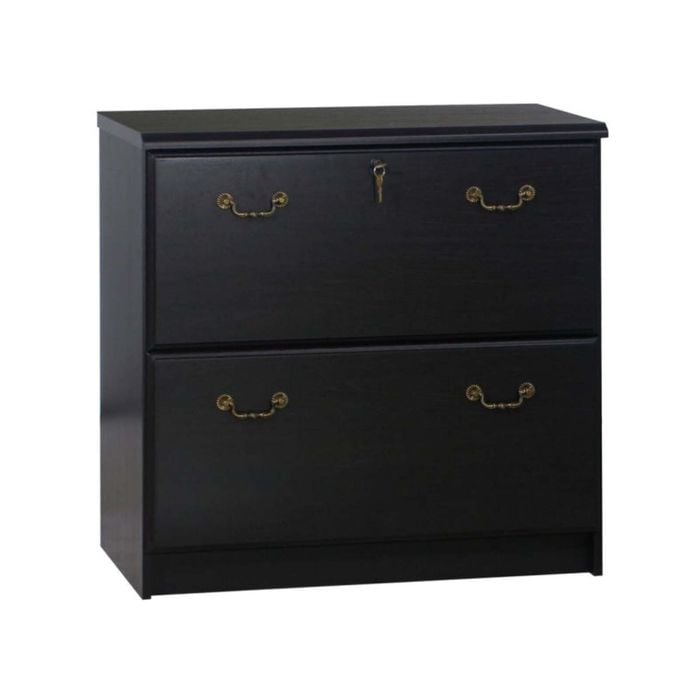 Maestro Furniture Norwich Modern Wooden 2-Drawer Lateral Filing Cabinet Storage - Black Oak