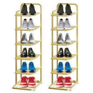 SOGA 2X 6 Tier Gold-Plated Metal Shoe Organizer