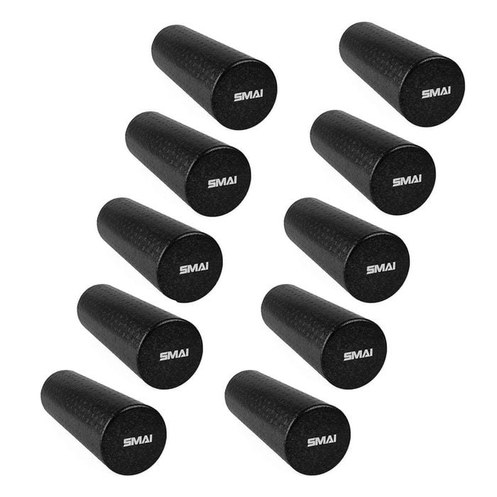 Smai Foam Roller - Half Length Firm - Bulk 10 Pack - Black