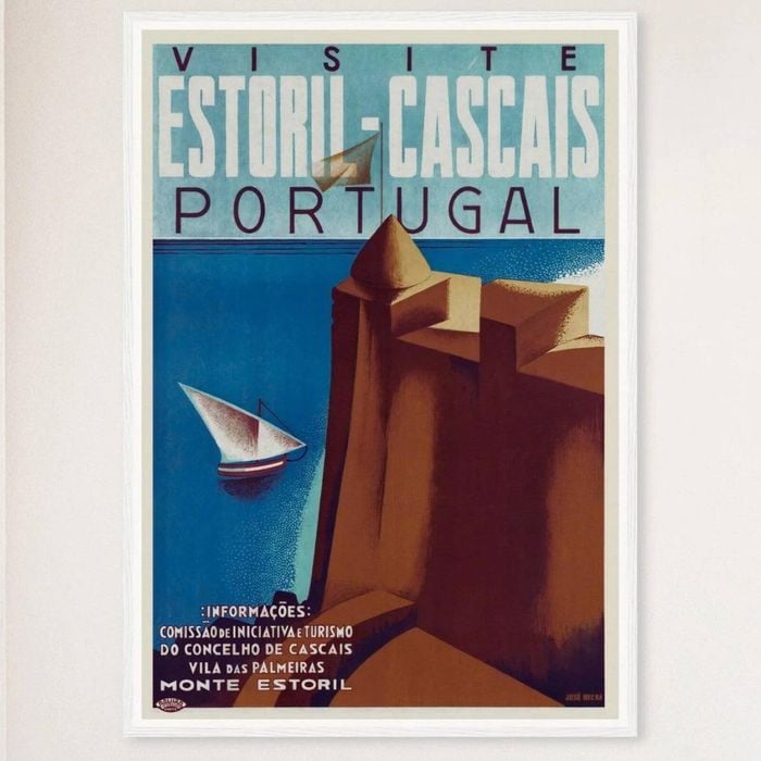 Galrie Estoril Cascais Vintage Travel Poster Captivating Coastal Artwork from Portugal, White Frame, A3 30 x 42cm (12 x 16inch)