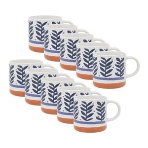 12pk Porto Vida Stoneware Drinking Mug W/ Handle 12cm/320ml - Leaves