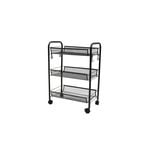 SOGA 3 Tier Steel Black Bee Mesh Kitchen Cart with Wheels