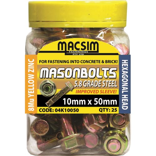 Macsim Fasteners 10 x 50mm Zinc Sleeve Anchor - 25 Pack - Bunnings ...
