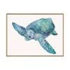 Artey | Blue Great Sea Turtle II - Framed Canvas - Natural Frame - 120 x 160cm