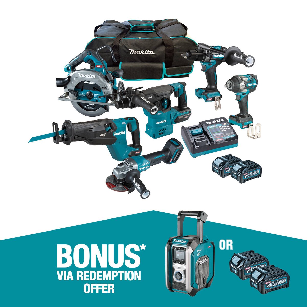 Makita 40V Max Brushless Piece Combo Kit DK0191G601 Bunnings