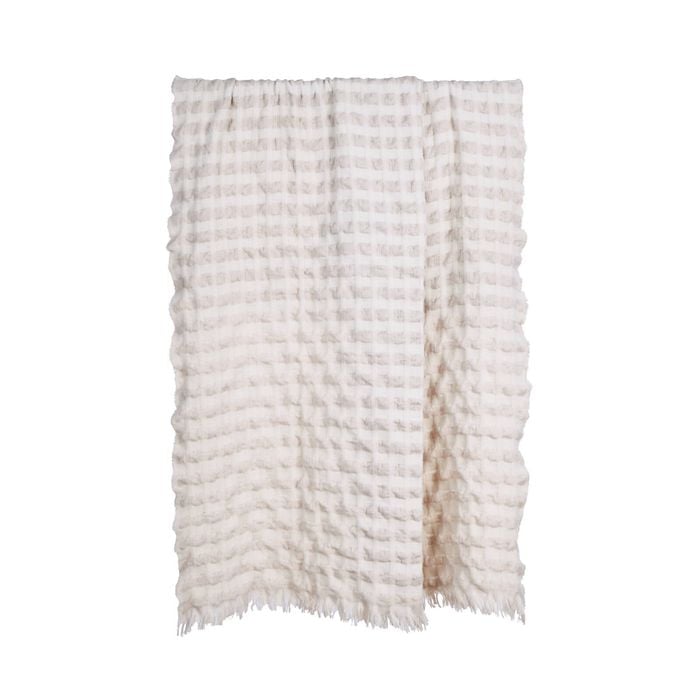 Amalfi Ridge Waffle Throw Ivory 170x130x1cm