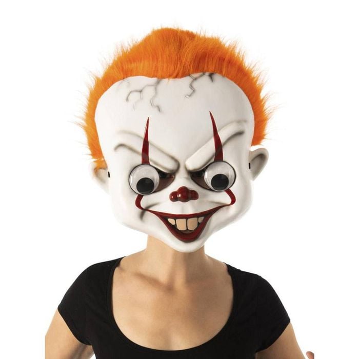 Pennywise Scary Clown Mask with Googly Eyes and Hair for Halloween Adults, ONE-SIZE