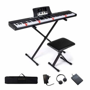 Costway 88-Key Electric Keyboard Kid Digital Piano w/Light-up Button Black