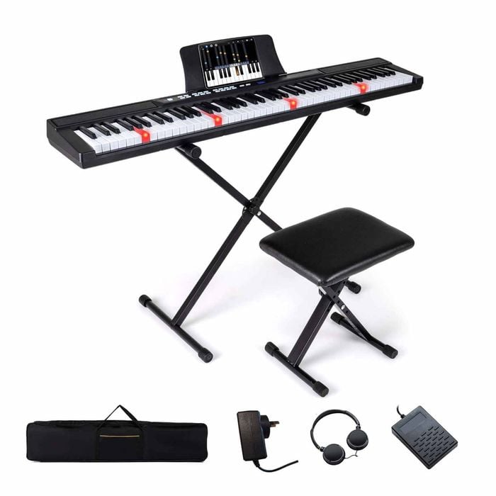Costway 88-Key Electric Keyboard Kid Digital Piano w/Light-up Button Black