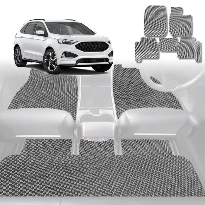 6D Diamond Car Floor Mats for Ford Endura 2018-2020-Full Set-Grey-Outback GT