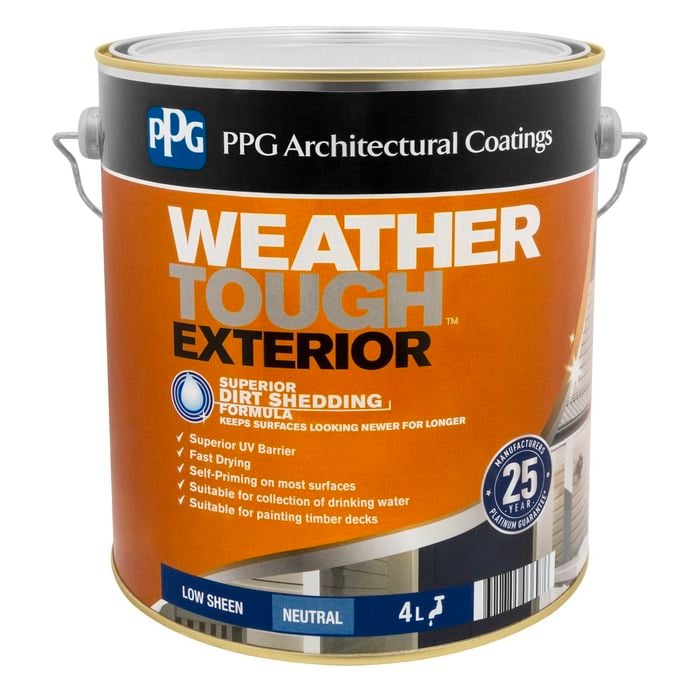 PPG Paints 4L Low Sheen Neutral Weather Tough Exterior Paint - 4L