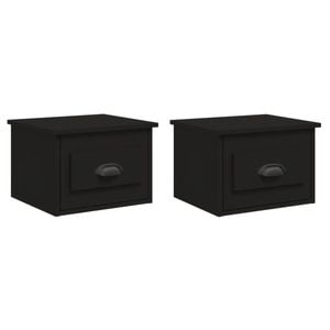 vidaXL Bedside Tables Wall-mounted Nightstand Side Table Storage 2 pcs Black