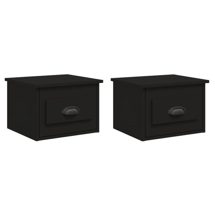 vidaXL Bedside Tables Wall-mounted Nightstand Side Table Storage 2 pcs Black