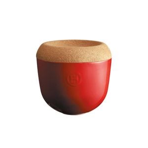 Emile Henry 8cm Ceramic Garlic Storage Pot w/ Cork Lid - Burgundy