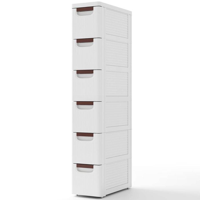 Costway 6-drawer Rolling Tallboy Narrow Storage Cabinet Organizer Unit