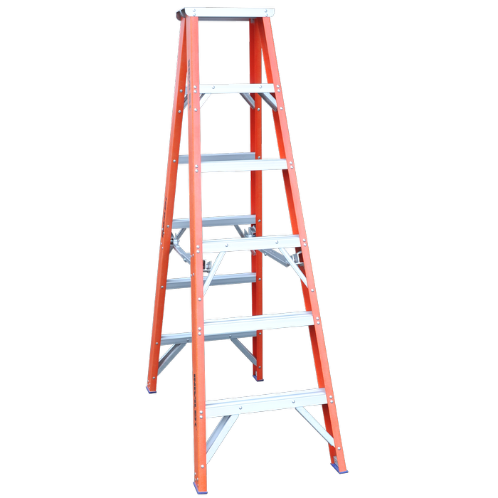 INDALEX 2.1M Industrial Fibreglass 180KG Pro Series Double Sided Step Ladder