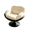 TOPONE Modern Beige Swivel Accent Chair Synthetic PU Surface Upholstery Lounge Chair with Pillow Back for Living Room