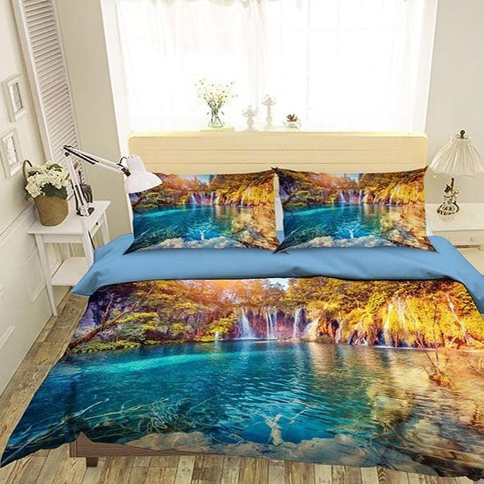 3D Valley River 041 Bedding Set Pillowcases Quilt Duvet Cover Set Queen King
