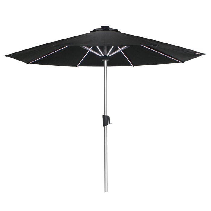 Coolaroo 3m Black Round Bondi LED Market Umbrella