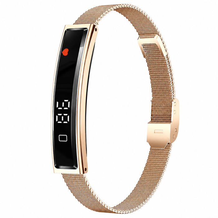 Smart Bracelet Fitness Tracker Heart Rate Monitor Ip68 Waterproof Sports Smart Watch For Android & Iphone Gold