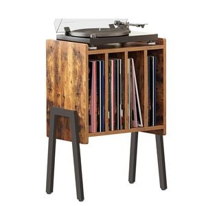 Catzon Record Player Stand with Vinyl Holder End Table-Brown