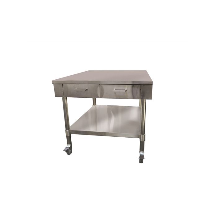Mobile Stainless Steel Stand Work Bench with 2 Drawers and Under Shelf on wheels - SWBD8-2