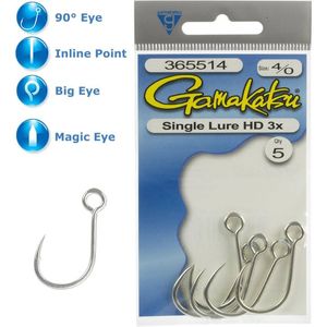 Gamakatsu Single Lure 3x Heavy Duty HD Fishing Hook 4/0 (5pcs)