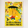Galrie Charming Vintage Travel Poster of Portugal: No Rain But Tourists Pour In Artwork, Wood Frame, 50 x 70cm (20 x 28inch)