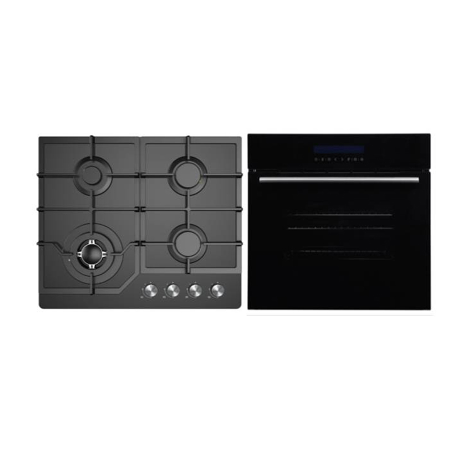 Bellini 60cm Black Gas Glass Cooktop And 60cm Black Electric Oven Designer Builders Pack product image