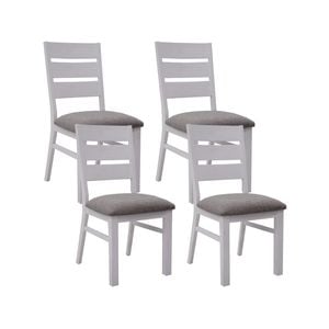 Plumeria Dining Chair Set of 4 Solid Acacia Wood Dining Furniture - White Brush