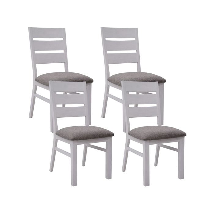 Plumeria Dining Chair Set of 4 Solid Acacia Wood Dining Furniture - White Brush