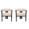 HomeStar Set Of 2 Eloise Boucle Fabric Kitchen Dining Armchair Metal Legs Cream/Black