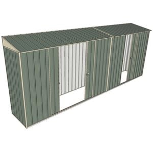 Build-a-Shed 0.8 x 5.2 x 2m Hinged Door Tunnel Shed with Double and Single Sliding Side Doors - Green