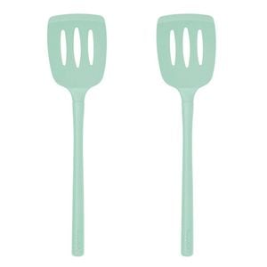 2PK Tovolo Flex-Core All Silicone Slotted Turner Cooking Utensil - Light Aqua