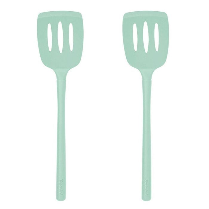2PK Tovolo Flex-Core All Silicone Slotted Turner Cooking Utensil - Light Aqua