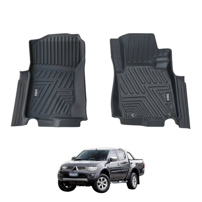 AUSGO Front Row Car Floor Mats for Mitsubishi Triton ML MN series Dual Cab 2006-2015 All-Weather Floor Liners