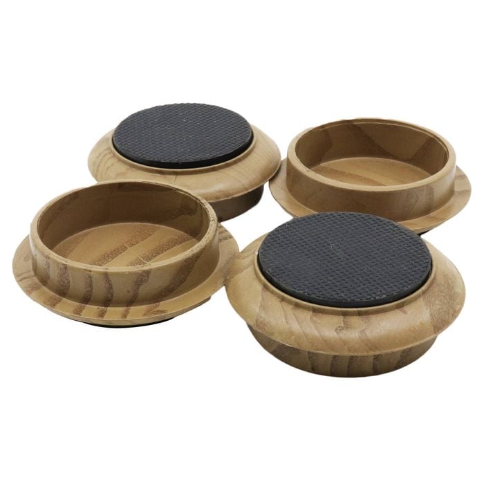 Surface Gard 44mm Dark Wood Effect Non Slip Round Castor Cup - 4 Pack