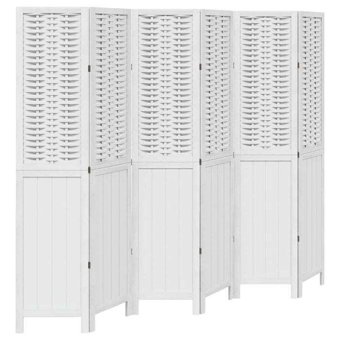 vidaXL Room Divider Privacy Screen Partition 6 Panels White Paulownia