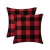 Catzon 2 Pcs Buffalo Check Throw Pillow Covers for Farmhouse 45X45cm-Red