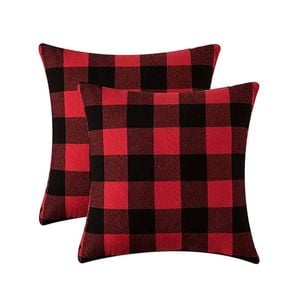 Catzon 2 Pcs Buffalo Check Throw Pillow Covers for Farmhouse 45X45cm-Red